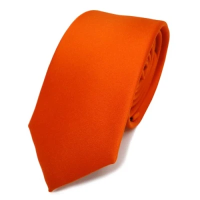 Abbildung von TigerTie Herren Krawatte 6 cm schmale Satin Tie in orange rotorange einfarbig uni Business, festliche Veranstaltungen und Freizeit