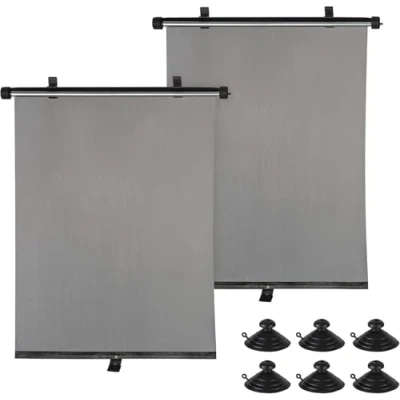 Abbildung von 2er Set Autosonnenblende Sonnenrollo Sonnenschutz Seitenscheibe UV Schutz mit Flexibler Größeneinstellung 54 x 45 cm Saugnäpfen für Baby, Kinder, Haustiere
