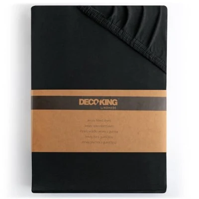 Abbildung von DecoKing Spannbettlaken 200x220 220x240 cm 100% gekämmte Baumwolle Schwarz Spannbetttücher Jersey Boxspringbett Amber 200 x 220 240