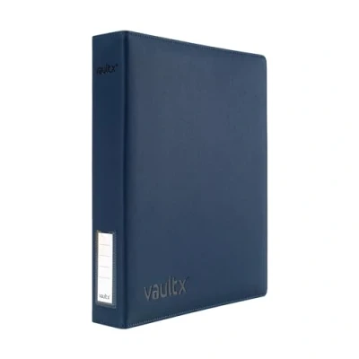 Abbildung von Vault X Premium Exo Tec 3 Ring TCG Ordner für Sammelkartenseiten mit 9 Fächern mehr als 30 Seiten, leicht zu öffnender Clip CCG Fotokarten (schlank, blau)
