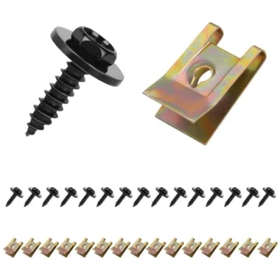 Abbildung von Blechmuttern Schraubenmutter Clip Kit, 30 Stück Edelstahl Karosserieschrauben Schnappmuttern Set Gewindeclip Muttern Blechschrauben Schwarz