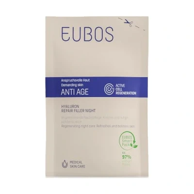 Abbildung von EUBOS Anti AGE, Hyaluron Repair Filler Night Nachfüllbeutel, Glättende Pflege über Nacht, Mit Falten Wirkung und Feuchtigkeit, Für anspruchsvolle Haut, ohne Mineralöl, 50ml