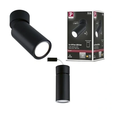 Abbildung von Paulmann 93089 LED Deckenleuchte Aufbauleuchte Turnal 470lm 3 Step Dim schwenkbar rund incl. 1x6 Watt dimmbar Deckenlampe Schwarz matt Metall 2700 K Coin