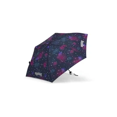 Abbildung von ergobag Regenschirm Kinderschirm für die Schultasche, ultraleicht und klein mit Tasche, reflektierend windfest Bärlaxy Lila