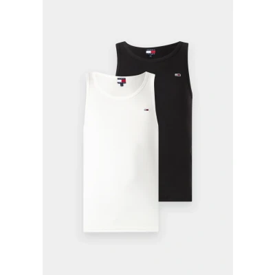 Abbildung von Tommy Jeans SLIM TANK 2 PACK Top, Herren, Größe: 56, Ecru/black