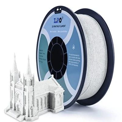 Abbildung von ZIRO Marmor Filament PLA 1.75mm 3D Drucker Spule 1kg (2.2lbs), Maßgenauigkeit +/ 0.03mm, Weiß