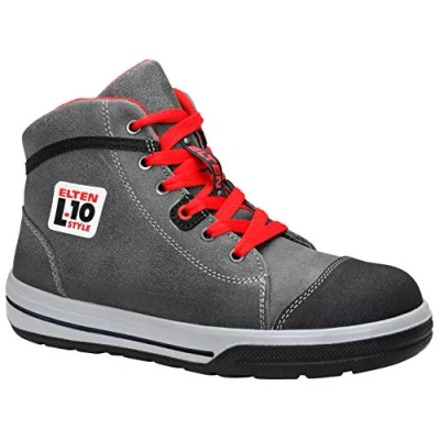 Abbildung von ELTEN Sicherheitsschuhe VINTAGE Pirate Mid ESD S3, Damen und Herren, Leder, Stahlkappe, leicht, sportlich, Grau/Schwarz, Größe: 38