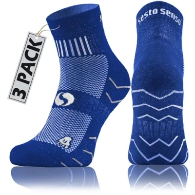 Abbildung von sesto senso 3 Paar Laufsocken Baumwolle Sportsocken Damen Herren Bunte Sport Socken 35 38 Blau