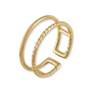Abbildung von GD GOOD.designs Ring Gold für Damen verstellbar Edelstahl Wasserfest Doppelring offen Frauen Goldring inkl. Geschenkbox