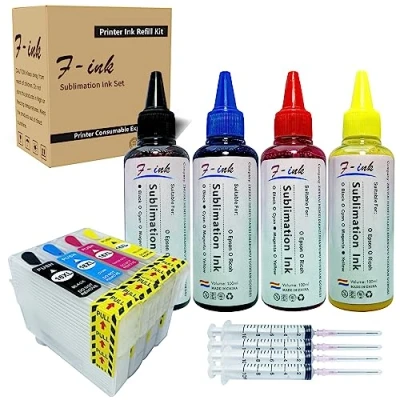 Abbildung von 400 ml Sublimationstinten Set, kompatibel mit 16 oder 16XL Tintenpatronen, Wärmeübertragungstinte für Tassen/Teller/Polyester Shirts/Handyhüllen usw.