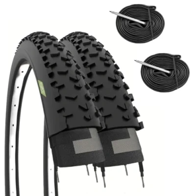 Abbildung von Ecovelò Unisex Erwachsene Kameras 2 MTB Reifen 29 x 2,25 (57 622) + Kammern, Schwarz, 2.25