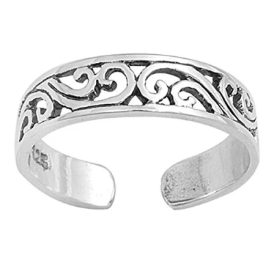 Abbildung von Zehenring aus 925 Sterling Silber als Fußschmuck oder Fingerring für Damen, Herren und Kinder, offener Midi Ring, verstellbar, Modell 17