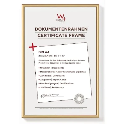 Abbildung von walther design Bilderrahmen gold 21 x 29,7 cm (DIN A4) New Lifestyle Kunststoffrahmen KV130G