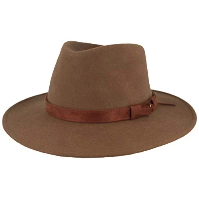 Abbildung von Rollbarer Outdoor Filz Hut Trekking Wollhut aus 100% Wolle Wasserabweisend &amp; Faltbar mit Ledergarnitur Huteinlagen Für Herren Damen (Beige Fransen, 60)