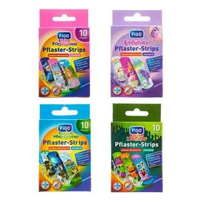 Abbildung von varivendo Notizblock + 40 Figo Kunterbunte Kinderpflaster Pflaster Kinder Wundpflaster Kunterbunt