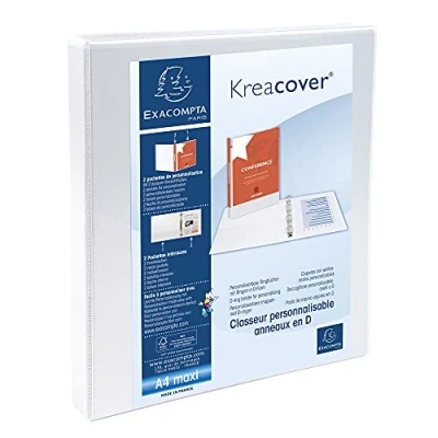 Abbildung von Exacompta 51940E Präsentationsringbuch KreaCover Kunststoffbezug außen und innen. 4 Ring Mechanik DIN A4 Füllhöhe 16 mm ideal für Angebots Unternehmenspräsentationen weiß