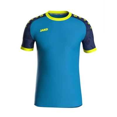 Abbildung von JAKO ICONIC Trikot Kinder Blau Marine, Neon Gelb, Gr. 128 Nachhaltiges Sport Shirt kurzarm aus 100% recyceltem Polyester, Feuchtigkeitstransportierend