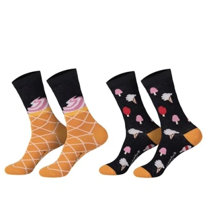 Abbildung von Damen Jungen Mädchen Socken (2 Paar) witzig bunt 36 41 Eiscreme