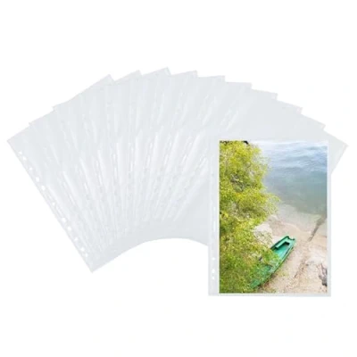 Abbildung von HERMA 7589 Fotohüllen für Ordner, 10 Stück, 20x30 cm, 1 Fach, beidseitig bestückbare Fotophan Fotosichthüllen Sammelhüllen Postkartenhüllen Prospekthüllen mit Eurolochung, weiß