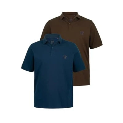 Abbildung von JP1880 Grosse GRÖSSEN BIS 7XL 2ERPACK Seitenschlitze Regular FIT Poloshirt, Herren, Größe: 6XL, Taupe matblauw