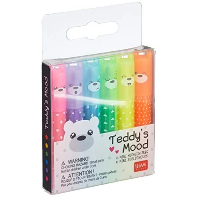 Abbildung von Legami 6er Set Mini Textmarker Teddy&#039;s Mood, 6 Stück (1er Pack)