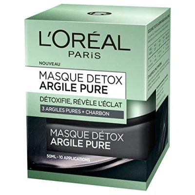 Abbildung von L&#039;OREAL PARIS Masque Visage Lissant détoxifiant éclat a l&#039;argile et au charbon 50 ml