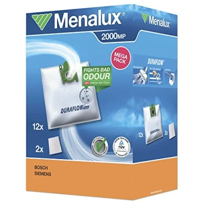 Abbildung von Menalux 2000 MP 12 Staubbeutel (Synthetik Staubbeutel, hohe Saugleistung &amp; Filtration, Hygieneverschluss, Anti Geruch, neutralisiert Gerüche, reißfest, +50% Lebensdauer, weiß)