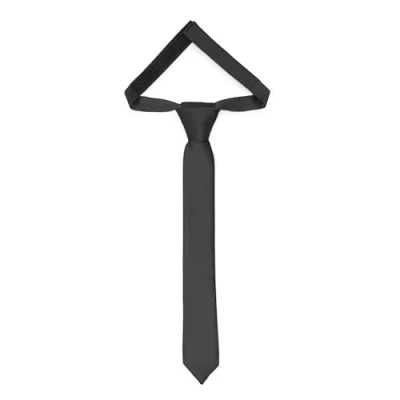 Abbildung von Ladeheid Kinder Krawatte für Jungen Eleganter matter Look, Vorgebunden mit einem Klettverschluß, Perfekt besondere Anlässe Stilvolle Ansteckkrawatte TKM (31cm x 4cm, Schwarz)