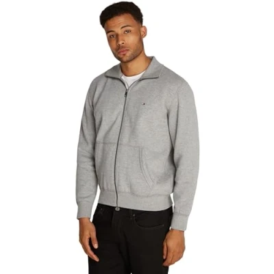 Abbildung von Tommy Hilfiger Essential Stand Collar Sweatjacke, Herren, Größe: Small, Medium grey heather