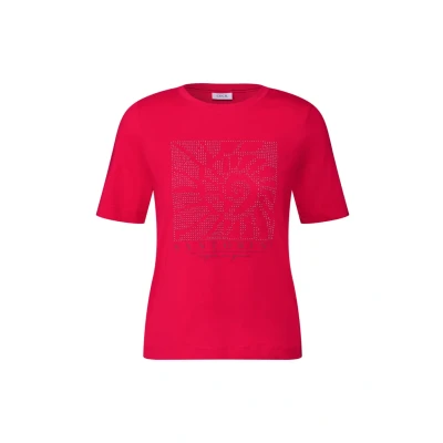 Abbildung von Cecil MIT Schmucksteinen Tshirt print, Damen, Größe: XL, Rot