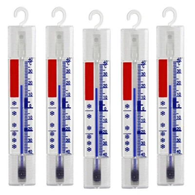 Abbildung von Lantelme 5 Stück Kühlschrank Thermometer Set Deutsche Herstellung Analog mit Haken zum aufhängen Gefrierschrank Kühlschrankthermometer auch für Kühltheke Gefriertruhe 3293