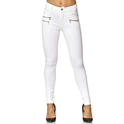 Abbildung von Elara Damen Stretch Hose Skinny Fit Jegging Chunkyrayan H86 9 White 42 (XL)