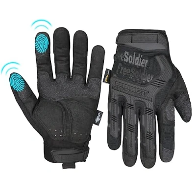 Abbildung von FREE SOLDIER Outdoor Handschuhe Vollfinger Taktische Herren Motorradhandschuhe mit gepolstertem für Fahrrad Airsoft Militär Paintball und andere Aktivitäten(Schwarz, S)