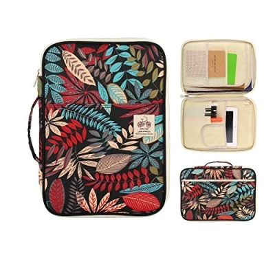 Abbildung von YOUSHARES Schüleren und Unternehmen padfolio/Portfolio Multifunktionsgehäuse mit 8 Taschen für A4 / A5 Papierformat Dokumente notbooks, wasserdichte Reißverschluss Veranstalter Carnation Rot