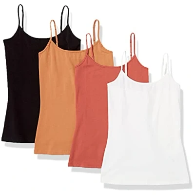 Abbildung von Amazon Essentials Damen Mieder mit schmaler Passform, 4er Pack, Karamell/Terrakotta/Weiß, L
