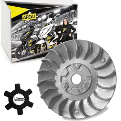 Abbildung von Area1 Ersatz Riemenscheibe/Lüfterrad 13mm inkl Sternscheibe für 50ccm 2 Takt Kompatibel mit Aerox Neos Jog BWs, Nitro Ovetto Stunt Booster, 97 00, F10 F12 F15
