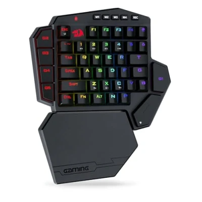 Abbildung von Redragon K585 PRO kabellose einhändige mechanische Tastatur, 42 Tasten, 3 Modus RGB 40% Gaming Tastatur mit 7 integrierten Makrotasten, abnehmbare Handgelenkstütze, langlebiger Akku (brauner Schalter)