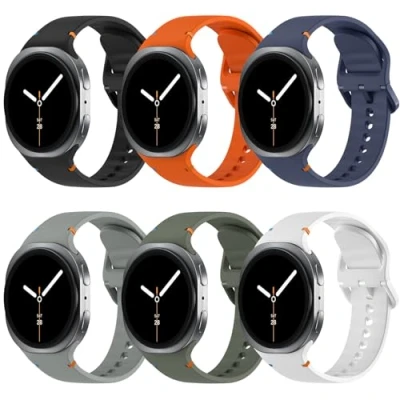 Abbildung von TiMOVO 6 Stück Sport Armband für Samsung Galaxy Watch 8 40mm 44mm/Galaxy Classic 46mm (2025), Weiches Sillikon Uhrenarmband Ersatzarmband Damen Herren, M/L