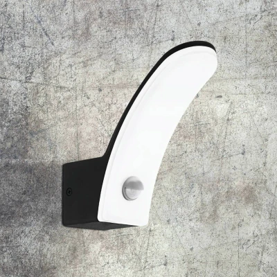 Abbildung von Eglo 98149 LED Outdoor Wandleuchte FIUMICINO schwarz weiß L:7cm H:18cm T:19cm Sensor IP44