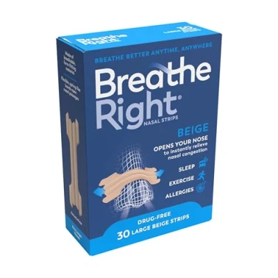 Abbildung von Breathe Right Nasenstreifen Original Large 30s Lindert sofort verstopfte Nase Hilft Schnarchen zu reduzieren Medikamentenfrei