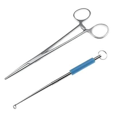Abbildung von YINETTECH 2 Stücke Angelhakenentferner mit Gerade Angelzange Fishing Haken Lösezange Hakenlöser Zange Angeln Angelhaken aus Edelstahl Silikon für Fischen Fischer Anfänger