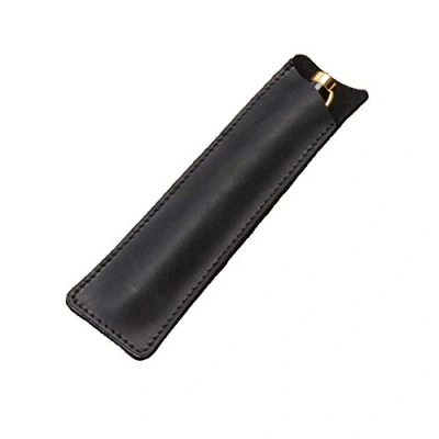 Abbildung von Daimay Crazy Horse Leder Stift Etui Handgemachte Brunnen Stiftetui Schutzhülle für Kugelschreiber, Stylus Touch Pen Schwarz