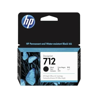 Abbildung von HP 712 Schwarz 38 ml Original Druckerpatrone (3ED70A) mit originaler Tinte, für DesignJet T650, T630, T250, T230 &amp; Großformatdrucker der Studio Serie sowie den 713 Druckkopf