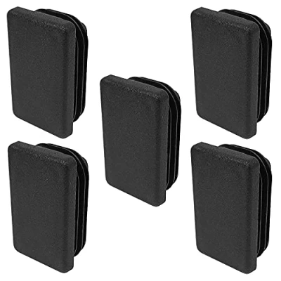 Abbildung von cyclingcolors 5x Kunststoff Rechteckige Rohrstopfen Lamellenstopfen Schwarz Stopfen Rohre Rohraußen Endkappen Möbelgleiter, 50x25mm