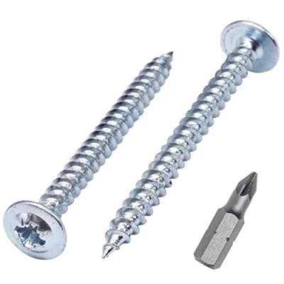 Abbildung von SKIR&#039;CO (100 Stück) Verzinkter Stahl 4,0 x 45 mm Silber Holzschrauben, Metallschrauben, Oblatenkopf, Pozidriv, selbstschneidend
