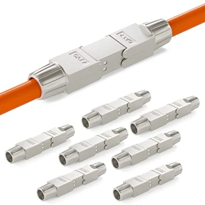 Abbildung von HB DIGITAL 8x Cat.7 LSA werkzeugloser Netzwerkkabel verbinder CAT 7 STP feldkonfektionierbare Kupplung Adapter Verlängerung für LAN Verlegekabel Ethernet Installationskabel