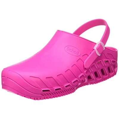 Abbildung von Scholl Clog Evo Professionelle Sanitärsockel für Männer oder Frauen, Ultra leicht, bequem und atmungsaktiv, mit rutschfester Sohle, abnehmbarer Memory Einlegesohle drehbarem Armband