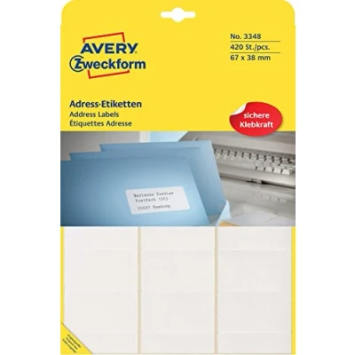 Abbildung von AVERY Zweckform 3348 Adress Etiketten (Papier matt, 420 Etiketten, 67 x 38 mm) 1 Pack weiß