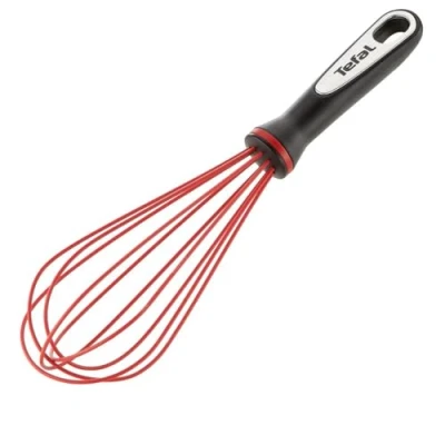 Abbildung von Tefal Ingenio K20717 Schneebesen Silikon zum Anrühren, Aufschlagen und Verrühren Rot/Schwarz Öse Aufhängen Spülmaschinenfest Hitzebeständig bis zu 250C