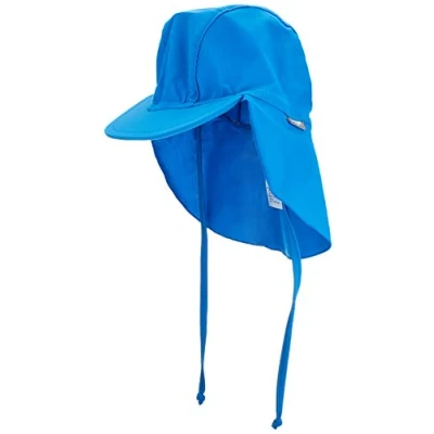 Abbildung von Sterntaler Schirmmütze Nacken uni Baby und Kinder Mütze mit Nackenschutz Bindeband UV Schutz 50+ Bademütze Kopfbedeckung Schwimmbad Strand Unisex Bademode leuchtblau, Größe 47